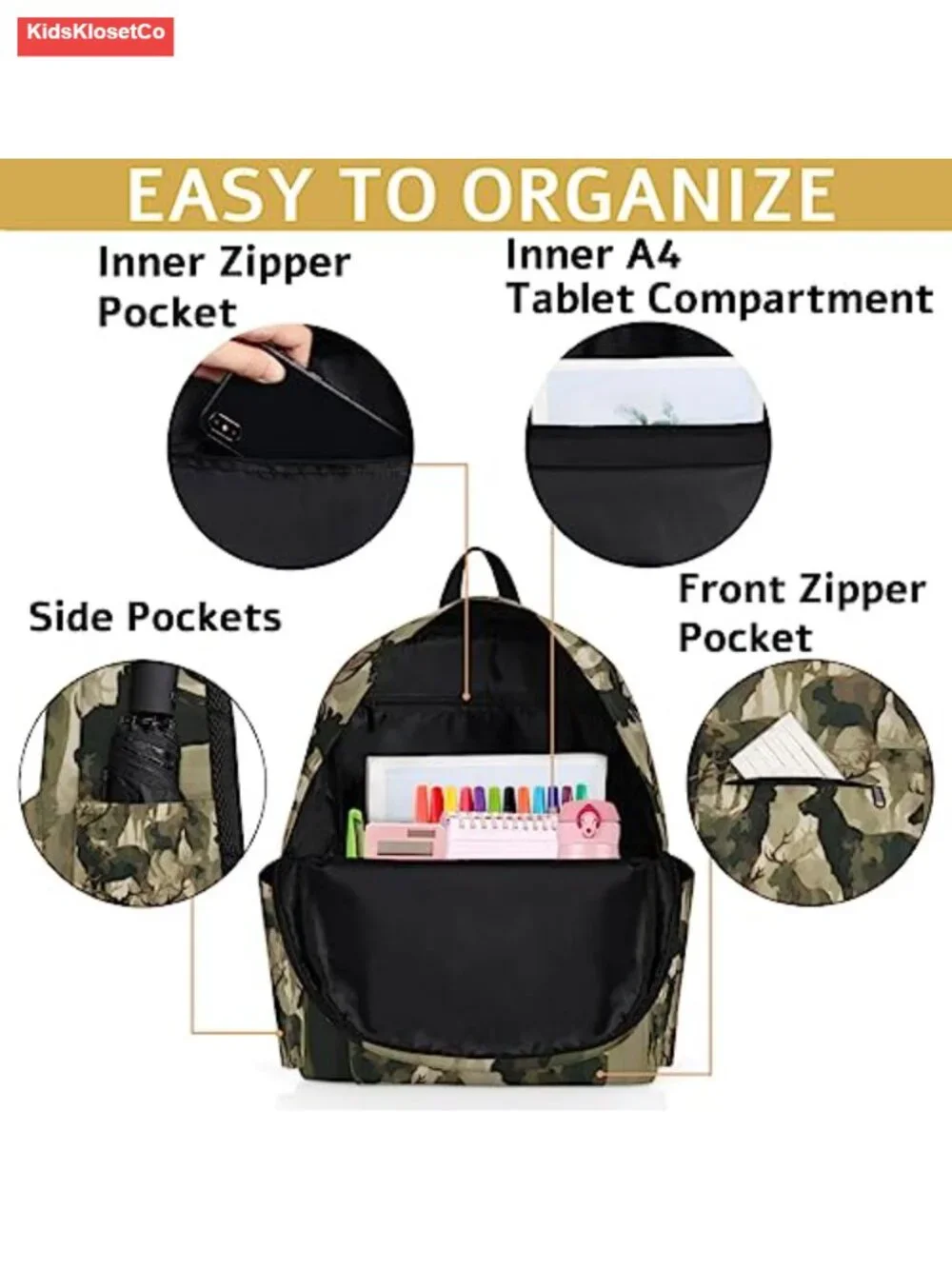 Camouflage Animal Preschool Backpack for Kids Toddler Lightweight School Bag